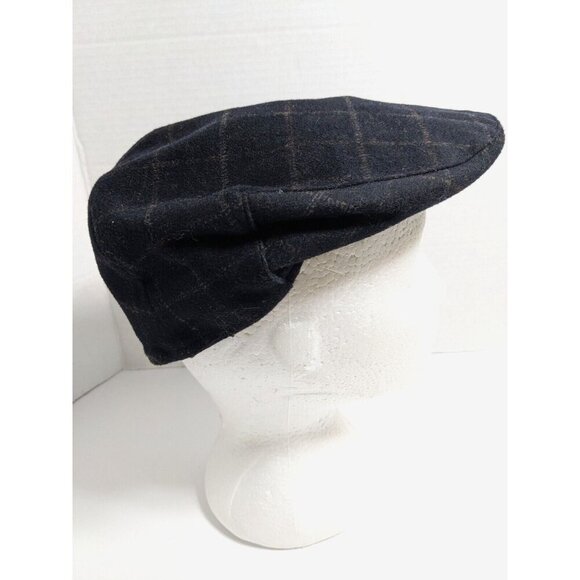 Country Gentleman Wool Blend Newsboy Cap Hat Medium Dark Gray Plaid Fitted - Picture 4 of 7